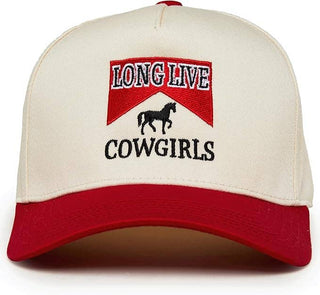 2 - Tone Embroidered Cap - Long Live Cowgirls - Red/Beige - Rise and Redemption