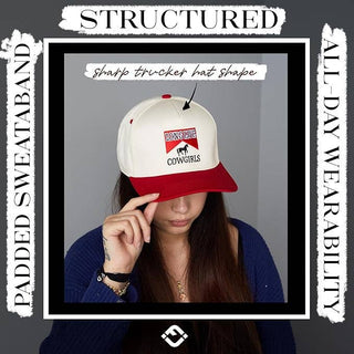 2 - Tone Embroidered Cap - Long Live Cowgirls - Red/Beige - Rise and Redemption