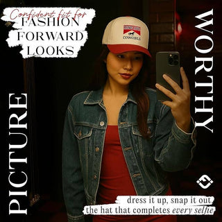 2 - Tone Embroidered Cap - Long Live Cowgirls - Red/Beige - Rise and Redemption