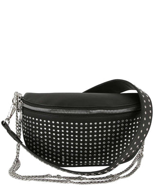 Black Vegan Leather w/ Chain Crossbody Bag
