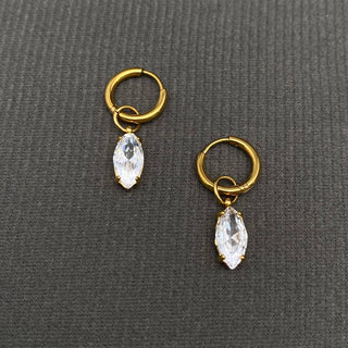 Zircon 18K Gold Plated S.Steel Huggie Earrings