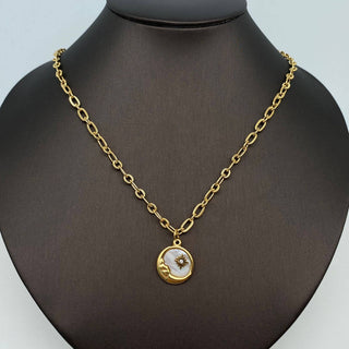 Sun Moon Round Stainless Steel Pendant Necklace - FGS/MS