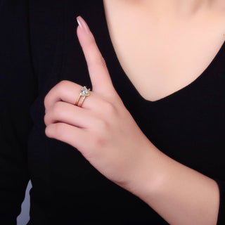 24K Gold Filled Heart CZ Micro Paved Double Band Ring | O546 - Rise and Redemption