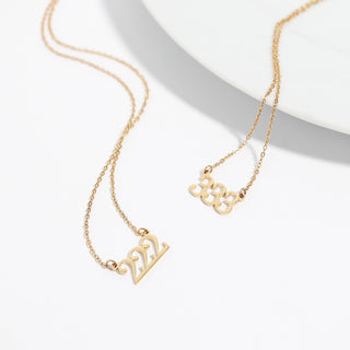 27PC 18K Gold PVD Stainless Steel Angel Number Necklace Set - Rise and Redemption