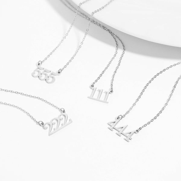 27PC 18K Gold PVD Stainless Steel Angel Number Necklace Set - Rise and Redemption
