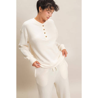 Brushed Waffle Henley Top