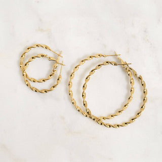 18K Gold Stainless Steel Twist Hoop Earrings