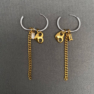 Two Tone Mixed Metal Huggie Earrings