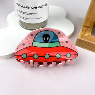 Cute cartoon UFO alien hair claw clip
