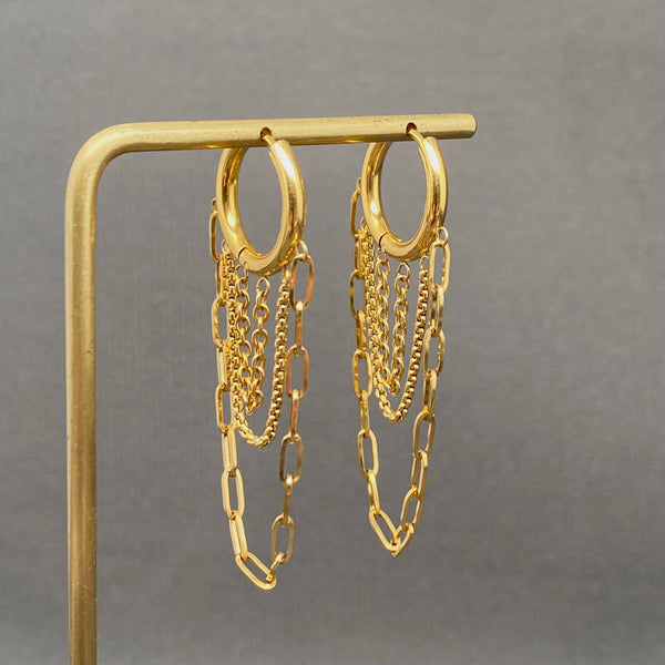 Chain Fringe Huggie Earrings