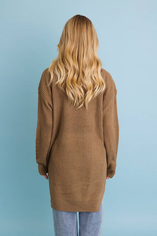 Cozy Open-Front Waffle Knit Long Cardigan