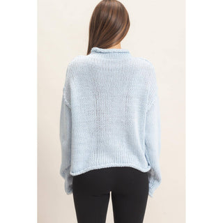 Rolled Collar Loose Knit Sweater