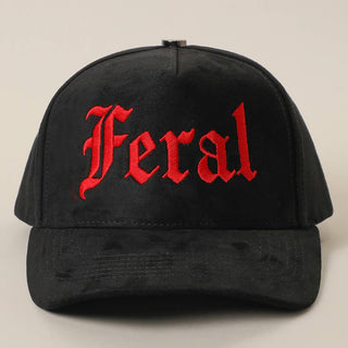 Feral Embroidered Faux Suede Baseball Cap