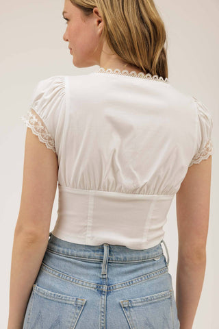 Lexi Lace trim Button Front Top