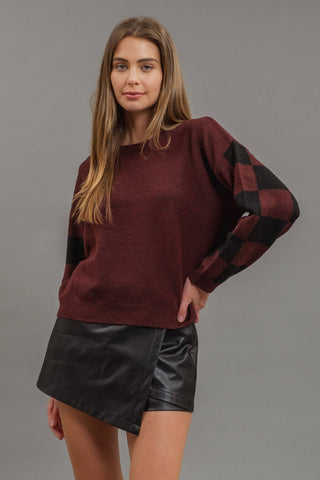 Merlot Checkered Sweater