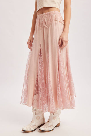 BOHO FLOWY LACE MAXI SKIRT WITH NO LINING - EASTER DAY