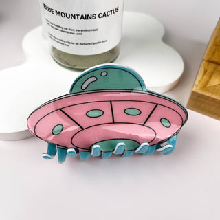 Cute cartoon UFO alien hair claw clip