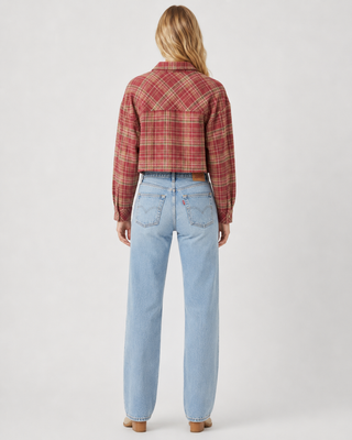 Women’s Plaid Double Pocket Cropped Shirt