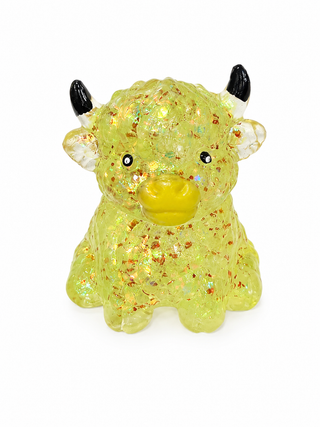 Cute Pinch Glitter Highland Bull Squishy