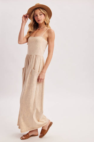 WASHED SLEEVELESS WIDE LEG JUMPSUIT