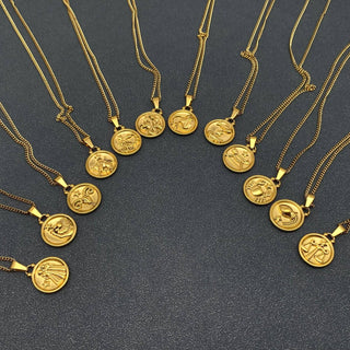 Zodiac 12 Constellation Coin Necklace