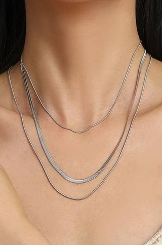 TITANIUM  STEEL NON-TARNISH LAYERED CHAIN NECKLACE
