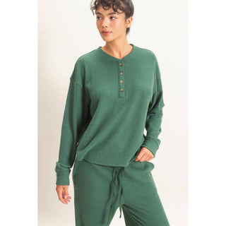 Brushed Waffle Henley Top