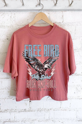 FREE BIRD FREE SPIRIT EAGLE ROCK AND ROLL GRAPHIC LONG CROP
