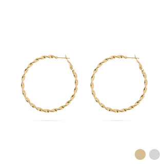 18K Gold Stainless Steel Twist Hoop Earrings