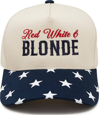 2-Tone Cap - Red White & Blonde - Start Print - Navy/Beige