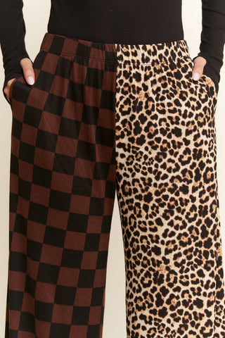 Leopard Split Checker Pant