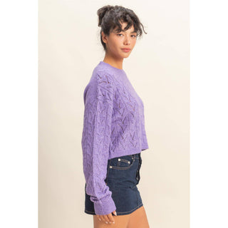 Cassidy Cropped Cable Knit Sweater