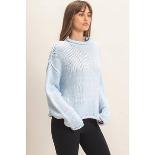 Rolled Collar Loose Knit Sweater