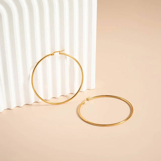 18K Gold PVD Stainless Steel Round Tube Hoop Earrings