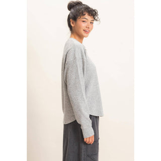 Brushed Waffle Henley Top