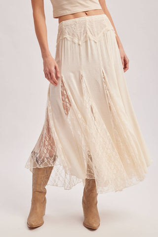 BOHO FLOWY LACE MAXI SKIRT WITH NO LINING - EASTER DAY