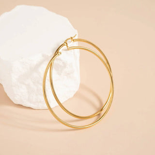 18K Gold PVD Stainless Steel Round Tube Hoop Earrings
