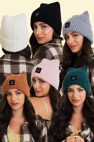 Chill Vibes Soft Ribbed Square Top Beanie