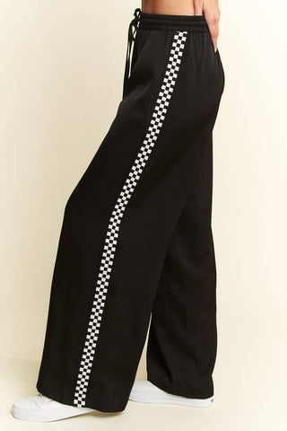 Satin Checker stripe Pants