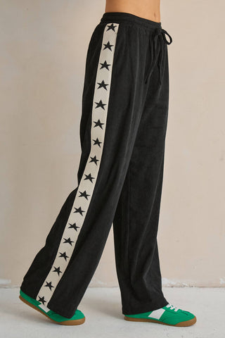 Star Striped Corduroy Wide Leg Pants