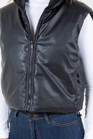 Vegan Leather Puffer Vest