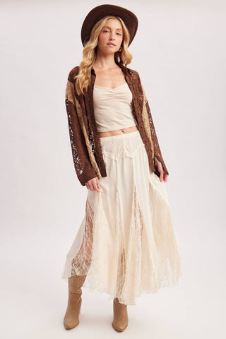BOHO FLOWY LACE MAXI SKIRT WITH NO LINING - EASTER DAY