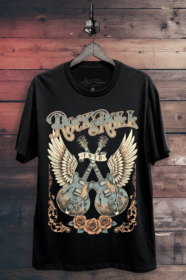 Rock & Roll Guitars Jersey Graphic Tee
