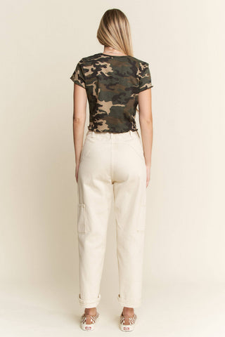 SHORT SLEEVE CAMO PRINT TOP: Camouflage / 1XL