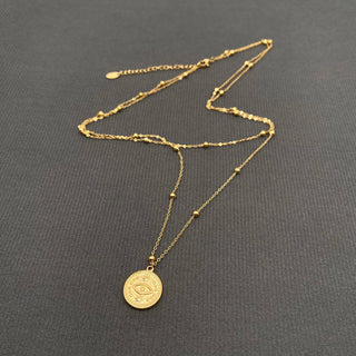 Eye Charm Double Chain Necklace