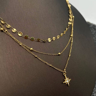 Star Charm 3 Layer Chain Necklace