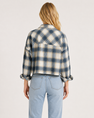 Women’s Plaid Double Pocket Cropped Shirt