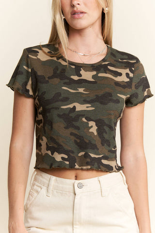 SHORT SLEEVE CAMO PRINT TOP: Camouflage / 3XL