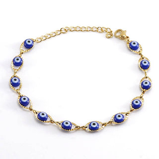 Enamel Evil Eye 18k Gold Plated Stainless Steel Bracelet-FGS
