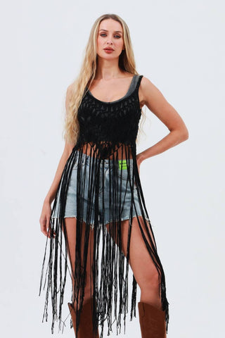 Festival Tassel Fringe Crochet Top
